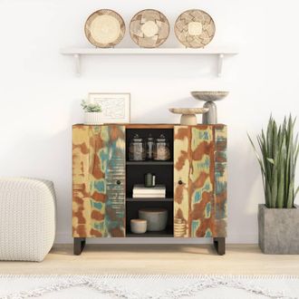 vidaXL Aparador Con 2 Puertas De Madera Maciza Reciclada 90x33x75 Cm Vidaxl