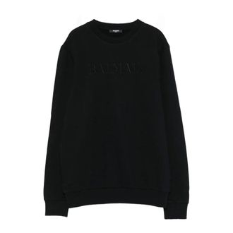 Balmain Black Logo Sweatshirt Long Sleeve - male - Balmain - Kids Sweatshirts - Black - 10 Y - Kids