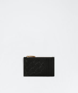 Bottega Veneta Intrecciato Zipped Card Case - Black - Women - 50% Lambskin 50% Calfskin
