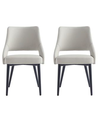 Manhattan Comfort Set Of 2 Tremont Modern Leatherette Dining Chairs With Metal Legs