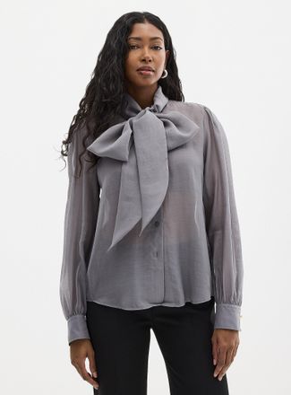HUGO BOSS Womens Elegant airy tie-neck blouse