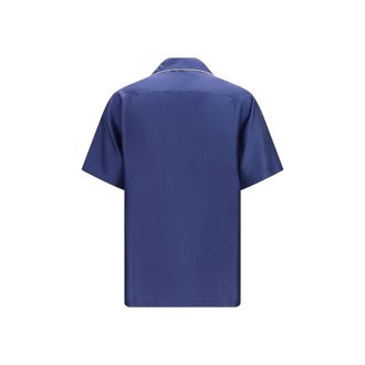 Dolce & Gabbana Mens Blue Silk Shortsleeve Shirt
