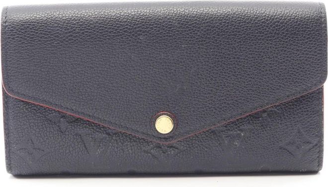 Marine Rouge Navy Monogram Empreinte Leather Long Wallet (Bi-Fold) (Pre-Owned)