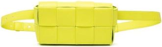 Bottega Veneta Pre-owned Woven Nappa Belt Bag - Dames - Vintage Heuptassen - Geel - ONE Size - Leer - Vintage
