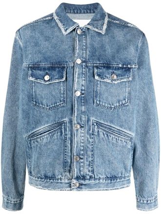 Isabel Marant Jango logo-embroidered denim jacket - men - Cotton/Cotton/Polyester/Polyester - M - Blue