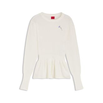 HUGO BOSS Cotton sweater with detachable floral brooch
