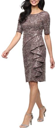 Alex Evenings Sequin Lace Sheath Cocktail Dress in Mocha at Nordstrom, Size 18