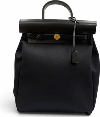 Herm&egrave;s Black Cotton Backpack (Pre-Owned)