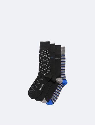 Calvin Klein Mens Multi Pattern 4-Pack Dress Socks - Multi