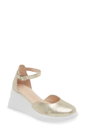 Wonders Metallic Wedge Sandal in Platino at Nordstrom, Size 5.5-6Us