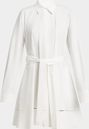 Proenza Schouler Sammy Belted Ladder Stitch Poplin Dress