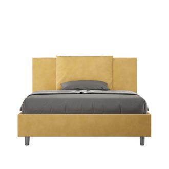 ITYhome Letto Alla Francese Rivestito In Microfibra - Antea - Colore: Ocra - Tipologia Letto: Senza Rete - Dimensione Rete: 140x210