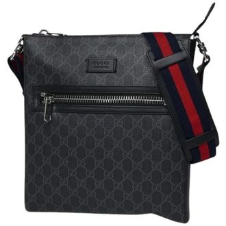 Gucci Pre-owned Canvas Shoulder Bag - Heren - Vintage Schoudertas - Zwart - ONE Size - Leer - Vintage