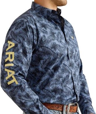 Ariat Mens Tall Garrett Logo Shirt In Blue