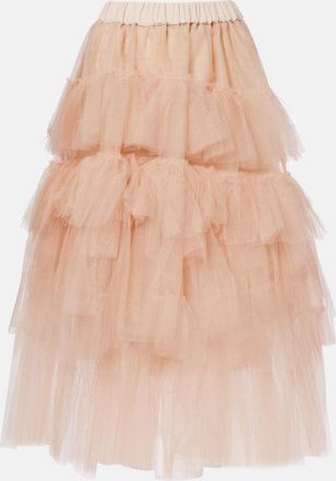 Simone Rocha Gonna midi in tulle con volant