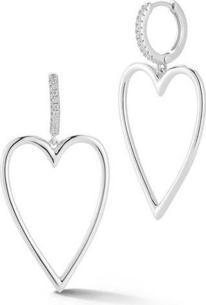 Glaze Jewelry Heart Drop Huggie Hoop Earrings in Silver at Nordstrom Rack