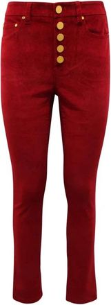 Michael Kors Velvet Broeken - Dames - Slim Fit Broeken - Rood - 3XS - Broeken
