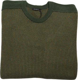 Manrico Cashmere Olive-Green Textured Cashmere Crewneck Sweater
