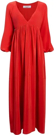 Another Tomorrow pleated empire midi dress - women - Organic Silk - 48 - Red
