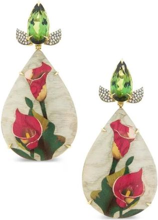 Silvia Furmanovich 18K yellow gold Marquetry tourmaline and diamond earrings