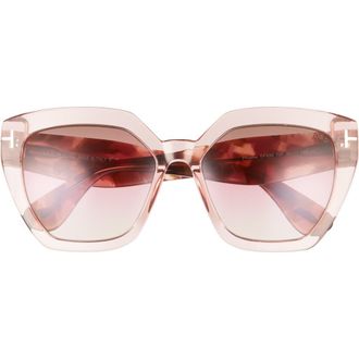Tom Ford Phobe 56mm Square Sunglasses in Shiny Pink /Gradient Brown at Nordstrom Rack