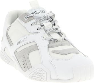 Versace Mens White Calfskin Athletic Sneakers