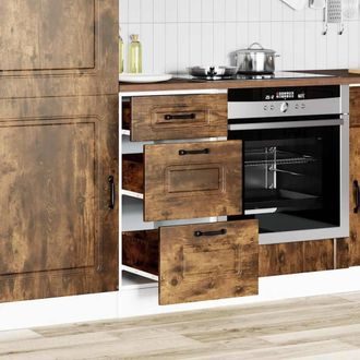 Berkfield Home Kitchen Base Cabinet Kalmar Smoked Oak Engineered Wood