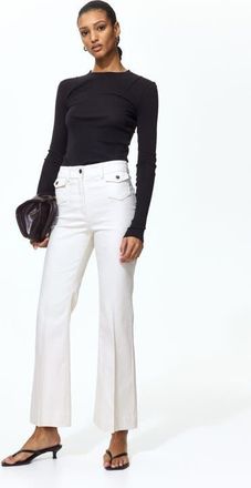 H&M Flared Ankle-length Trousers in White at Nordstrom, Size 10