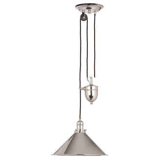 Netlighting Provence 1 Light Dome Ceiling Pendant Polished Nickel E27 in Grey