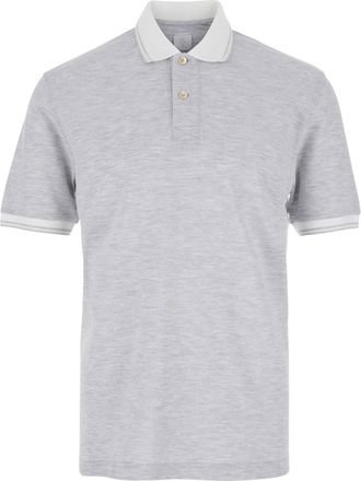 Eleventy Grey Piqué-weave Polo Shirt