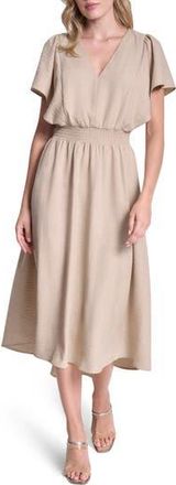 DKNY Smocked High-Low Dress in Beige at Nordstrom Rack, Size 14