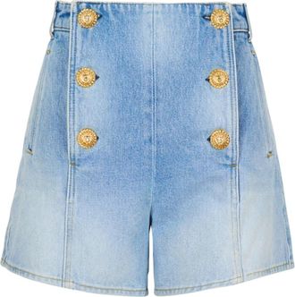Balmain Denim Shorts met Knopen - Dames - Denim shorts - Blauw - 2XS - Denim - Korte Broeken