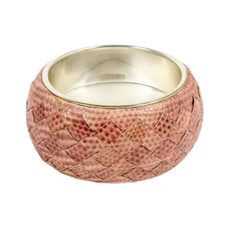 Bottega Veneta Bracelets, female, Pink, Size: ONE SIZE Intrecciato Leather Bracelet