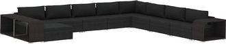 vidaXL Set Muebles De Jard&iacute;n 11 Piezas Con Cojines Rat&aacute;n Sint&eacute;tico Negro Vidaxl