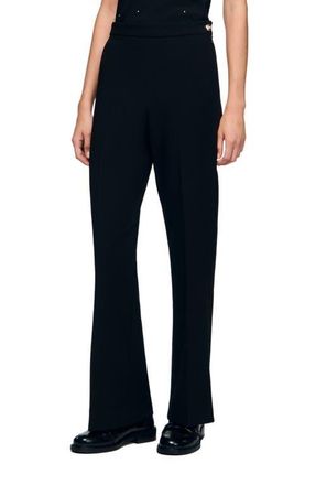 Sandro Straight-leg buttoned trouser in Black at Nordstrom, Size 36 Eu