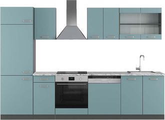 Vicco Cucina Componibile R-line, Blu-grigio/antracite, 300 Cm, Pl Marmo
