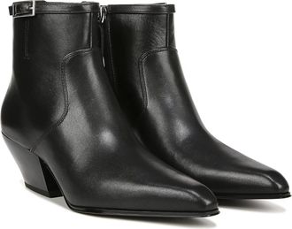 Franco Sarto Amber Boots Womens Black Leather Pointed Toe Ankle Bootie LION770