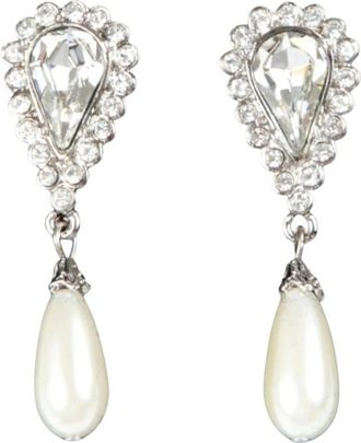 Alessandra Rich Orecchini con perle e cristalli con pendente - - Accessories - Donna - Bianco - ONE SIZE