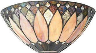 Loops Tiffany Glass Wall Light Cream & Textured Deco Shade Interior Sconce i00241