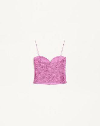 Valentino Top In Chiffon Stampa Plusdepois Donna ABSOLUTE ROSE/NERO 38