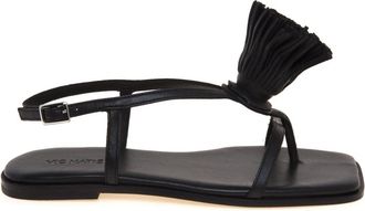 Vic Mati&eacute; Platte Sandaal - Dames - Sandalen - Zwart - 37 EU - Leer - Schoenen