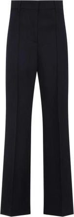 Prada High-Waisted Flared Broeken - Dames - Wijde Broeken - Blauw - S - Leer - Broeken
