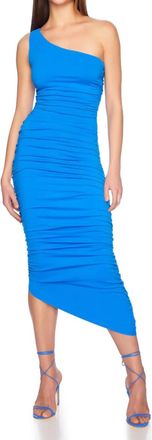 Susana Monaco One Shoulder Gathered Dress In Cobalt