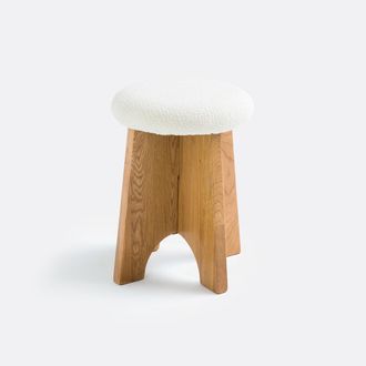 La Redoute Interieurs Gestoffeerde kruk met massief eiken poten, Seguino