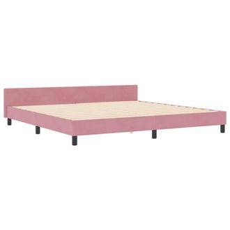 vidaXL Letto A Molle Con Testiera Rosa 200 X 200 Cm Velluto Vidaxl