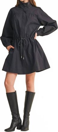 Merci Drawstring Waist Utility Mini Dress In Black