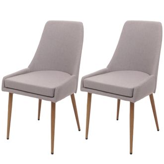 Hhg Nunca Usado] Lote De 2 Sillas De Comedor Hhg 069, Silla De Cocina Silla Tapizada, Tela/textil (280g/m&sup2;) Metal, Gris Claro