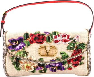 Valentino Garavani Vain Soft Top Handle Clutch Beaded Linen satchel - women - Other - One Size - Multicolour