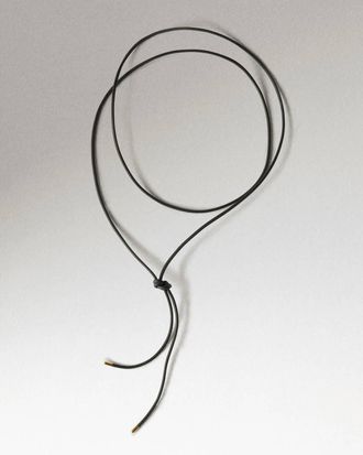 PD Paola Womens Dana Leather Bow Necklace In Black