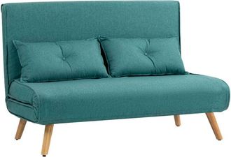 HOMCOM Homcom - Click Clack Sofa Bed, 2 Seater Bed Settee for Living Room, Green